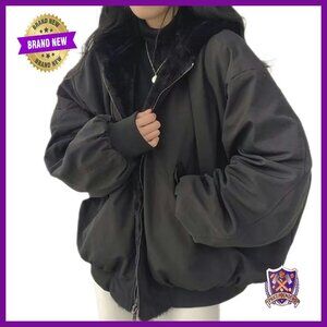 Reversible Sherpa Fleece Jacket Zip Up Hoodie Winter Coat Cozy Warm